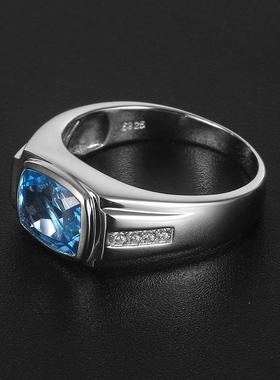 时尚925银托帕石男戒指