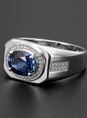 精工男士戒指925纯银镶嵌