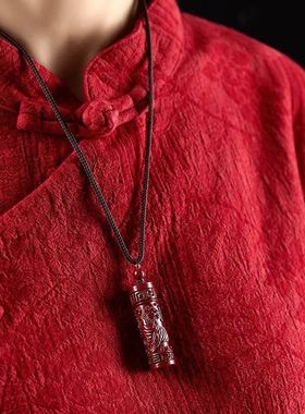 高含量天然原矿朱砂真品十二生肖吊坠紫金砂嘎乌盒吊坠楞严咒