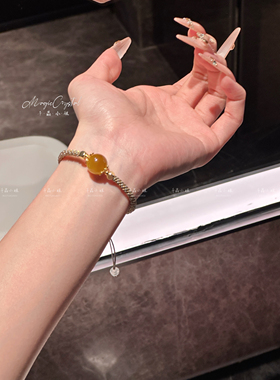 开运金绳•天然金虎眼手工编绳本命年开运手链手绳新年礼物轻奢女