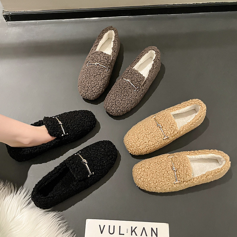 【清仓处理】毛毛鞋女秋冬外穿2025新款加绒保暖鞋豆豆鞋软底棉鞋,淘宝优惠券,粉丝福利购,淘宝优惠卷