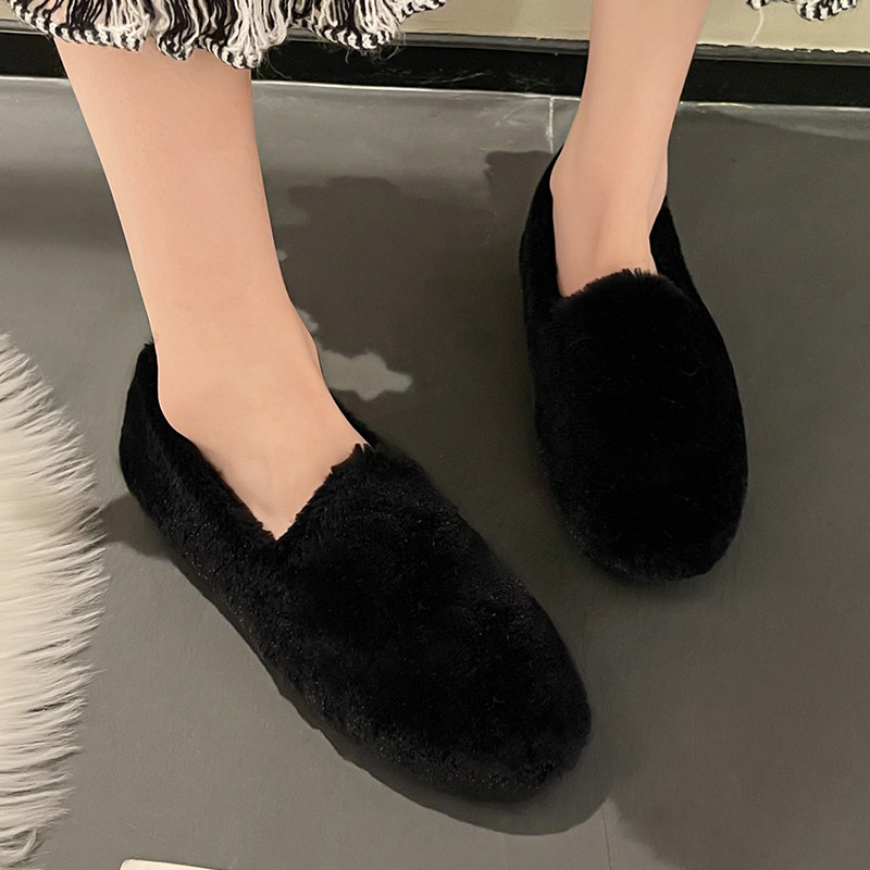 【清仓处理】毛毛鞋女冬加绒2025新款豆豆一脚蹬外穿时尚百搭棉鞋,淘宝优惠券,粉丝福利购,淘宝优惠卷