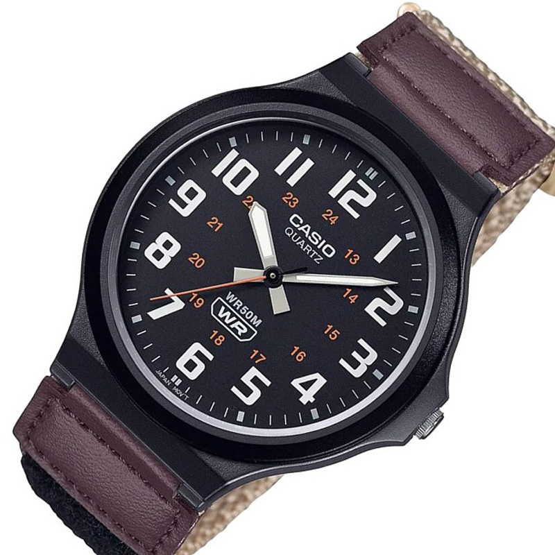 卡西欧手表CASIO MW-240B-5B 大表盘复习考试防水魔术贴扣指针表 - 图0