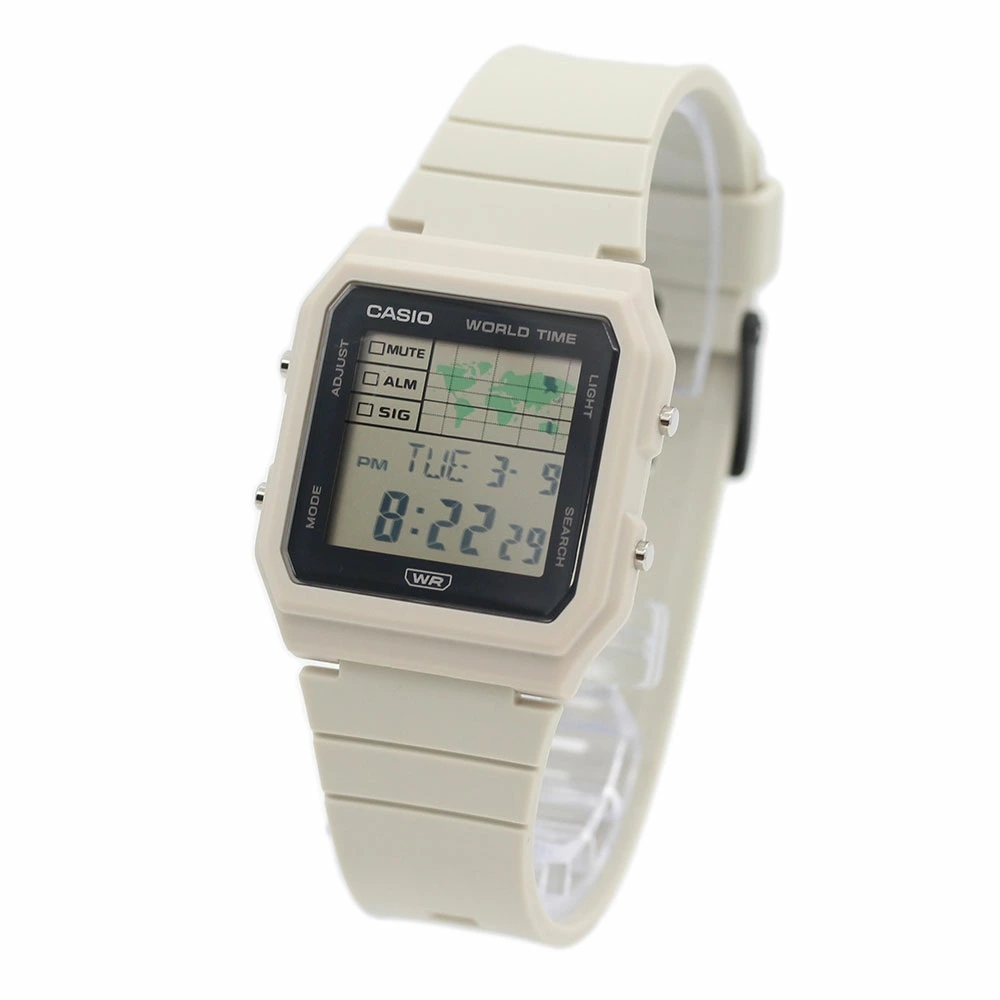 卡西欧CASIO LF-30W-8A 学生手表白色小方块世界地图旅行防水表 - 图3