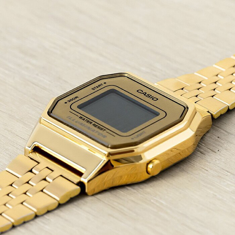 卡西欧手表女CASIO LA680WGA-9B 金属百搭小金表学生防水电子表 - 图0