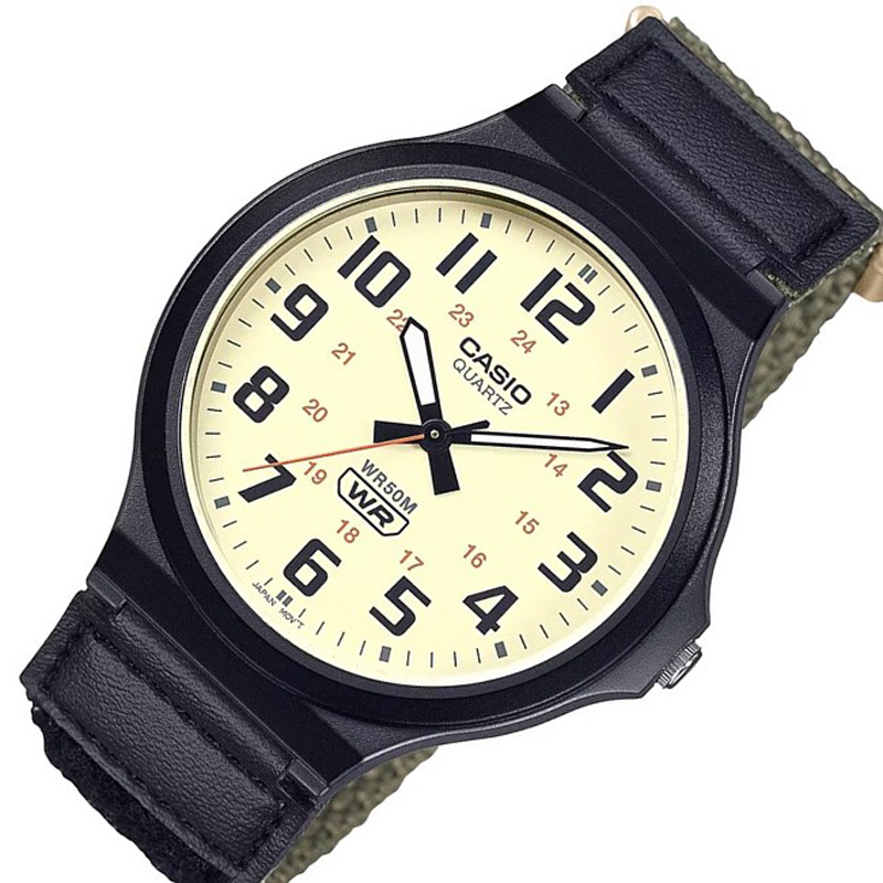 卡西欧手表CASIO MW-240B-5B 大表盘复习考试防水魔术贴扣指针表 - 图2