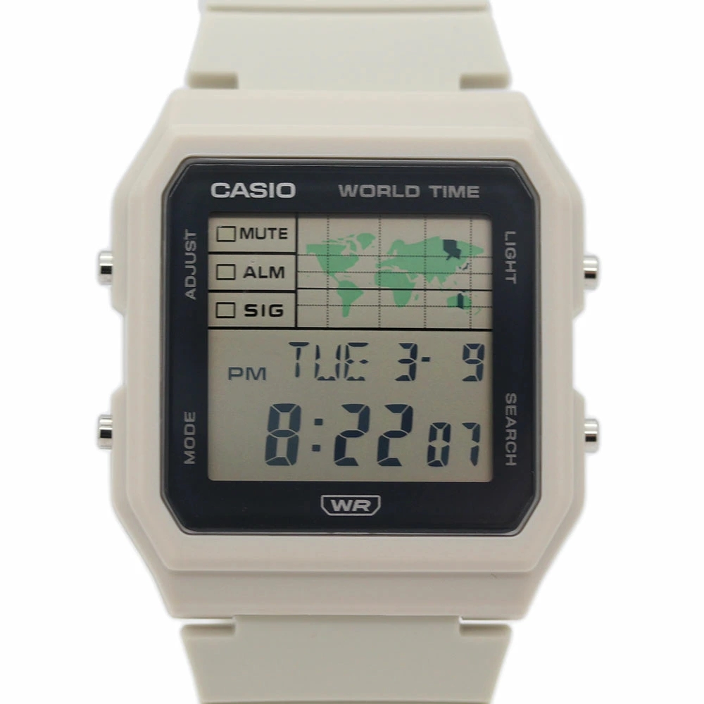卡西欧CASIO LF-30W-8A 学生手表白色小方块世界地图旅行防水表 - 图0