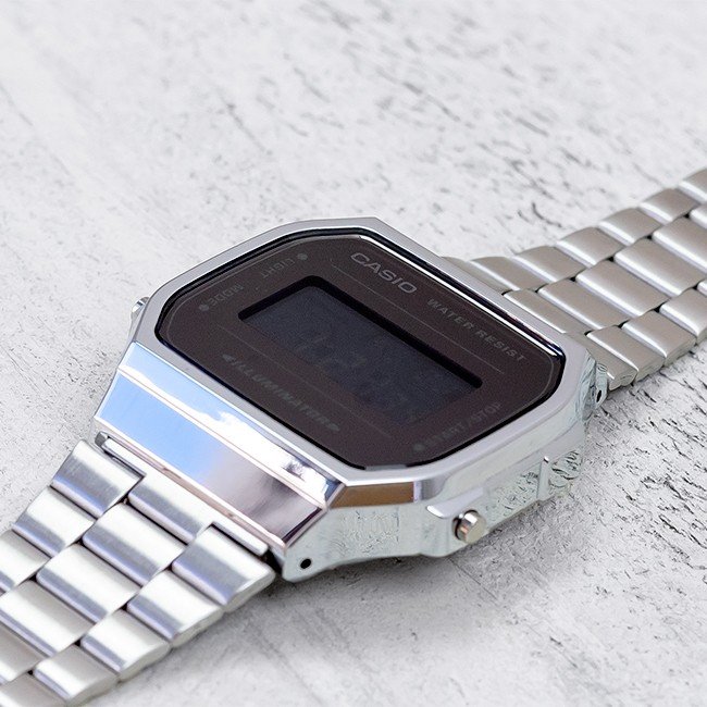 卡西欧CASIO A168WEM-1 复古方块七年电力带闹钟秒表防水电子手表 - 图0