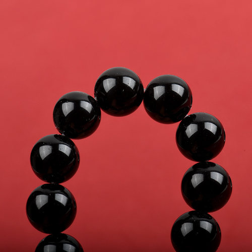 7A天然乌金黑曜石散珠子彩虹眼黑色diy水晶饰品双眼金银曜石单珠 - 图0