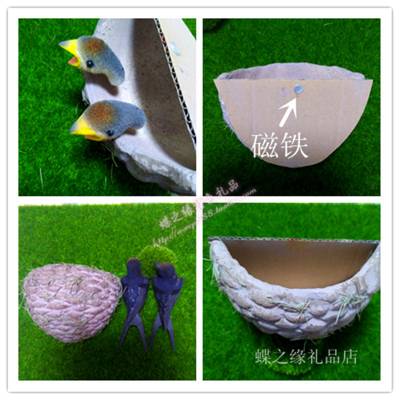 仿真小燕子鸟燕子窝燕巢鸟窝幼儿园家居装饰品燕子模型道具套装