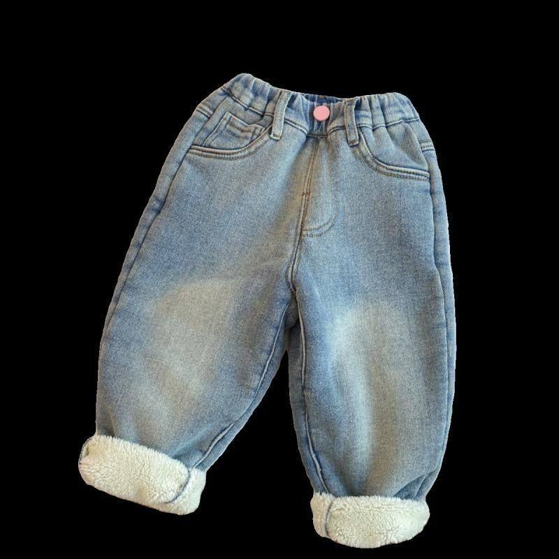 女童牛仔裤冬季加绒加厚2024新款一体绒羊羔绒女宝秋冬款儿童裤子,淘宝优惠券,粉丝福利购,淘宝优惠卷