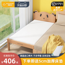 Beech Wood Children Bed Splicing Bed Solid Wood Single Beds Male Girl Princess Bed Crib Widening Bedside Splicing Large Bed
