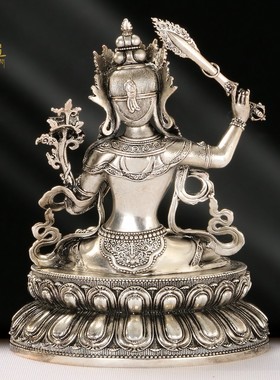 白铜文殊师利菩萨佛像西藏供佛文殊妙吉祥客厅家用铜像摆件神像