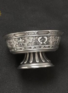 护法杯西藏八吉祥摆件锡供护法杯