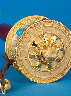 转轮西藏手摇转经简合金禅意摆件