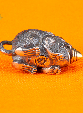 藏式黄财神银鼠925银吐宝鼠神鼬