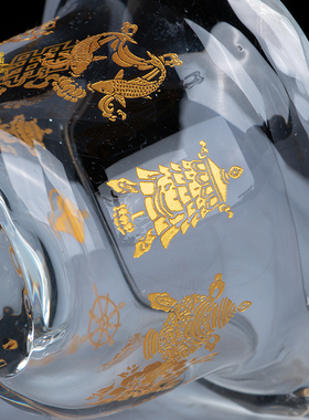 描金供水碗圣水杯水晶玻璃藏式