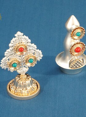 藏式铜朵玛食子八供花两件装