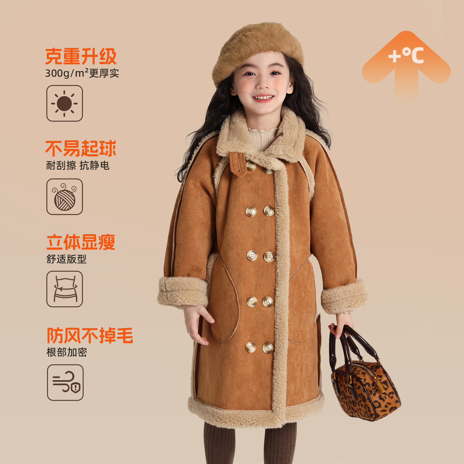 布丁哈鲁童装冬装女童长款大衣2026儿童加绒加厚双面穿外套保暖,淘宝优惠券,粉丝福利购,淘宝优惠卷