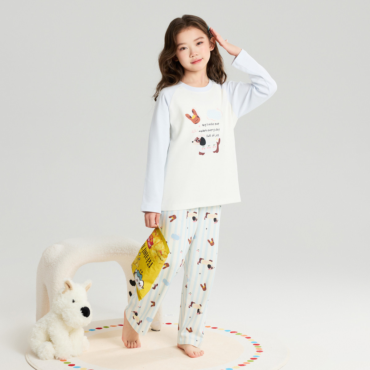 布丁哈鲁春装女童童装家居服2026春季新款儿童甜美卡通睡衣套装,淘宝优惠券,粉丝福利购,淘宝优惠卷