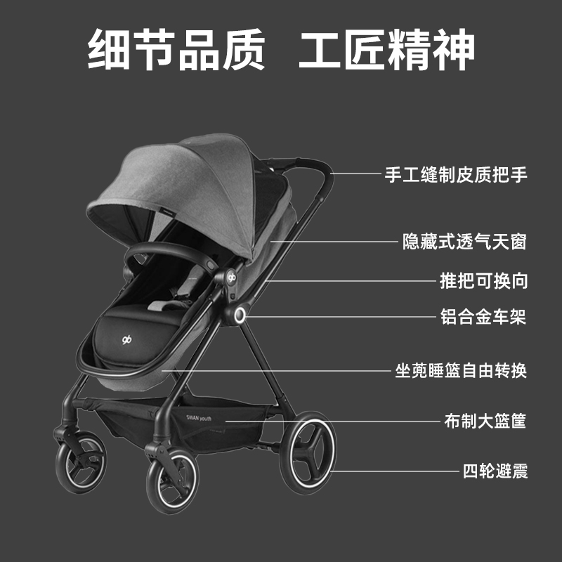 好孩子官方旗舰店gb好孩子高景观婴儿推车轻便折叠可坐可躺遛娃双向轻便推车GB8290