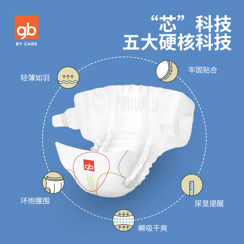好孩子官方旗舰店【尺码任选】gb好孩子婴儿宝宝POMPOM纸尿裤新升级超薄弱酸尿不湿0