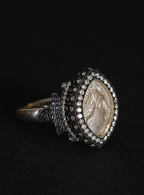 有生珠宝古希腊时期太阳神赫利俄斯古币戒指925银设计款古币戒指