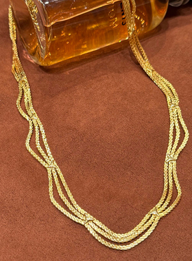 有生珠宝意大利乌努埃尔素金项链18k厚金精美百搭复古大金项链