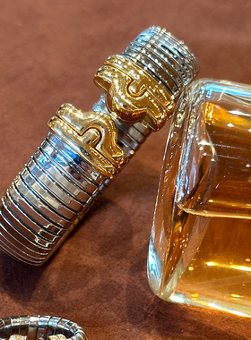 有生珠宝经典弹簧设计18k金钢vintage宽版手镯时髦百搭手镯