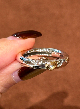 有生珠宝超精美爱心素金戒指18k白k黄设计日常百搭爱心戒指