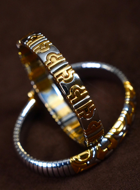 有生珠宝超级经典百搭vintage手镯弹簧金钢模块手镯复古百搭手镯