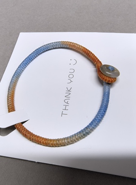 精工手编蜡线金刚结翡翠扣子手绳，手围约16，可定制，已初步褪蜡