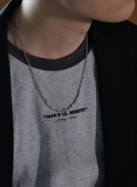 暗黑风酷飒银色荆棘星芒锁骨链