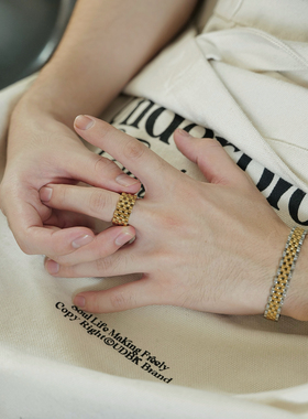 宽版表带表链冷淡风钛钢男女戒指