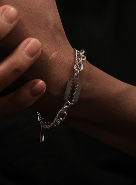 冷淡风双层叠戴金属银色男女手链