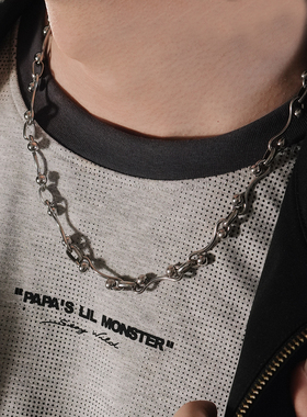 ins风朋克重工S形环扣项圈项链