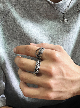 复古潮流设计港风链条戒指