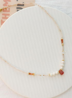 玛瑙天然珍珠新中式古典温柔项链