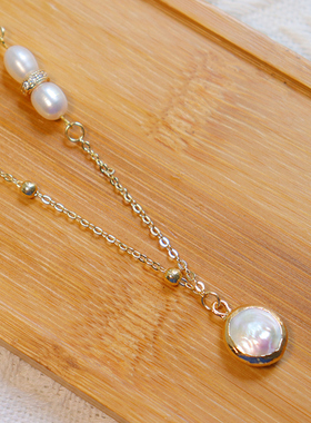 吉光巴洛克纽扣珠14k金珠链拼接