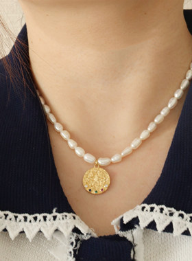 天然淡水珍珠复古恶魔之眼项链