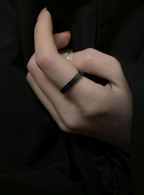 简约百搭不掉色黑色钛钢情侣戒