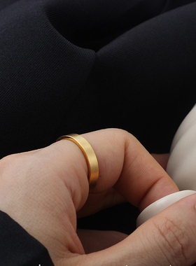 简约情侣钛钢仿金不掉色尾戒