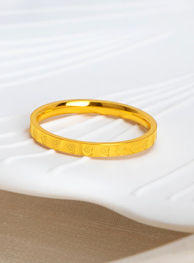 18K金爱心钛钢不掉色情侣戒指