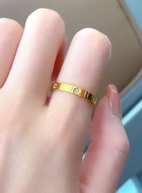 钛钢免摘情侣食指戒指