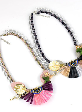 流苏吊坠项链珍珠水波链