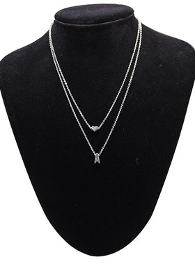 合金水波链双层字母项链