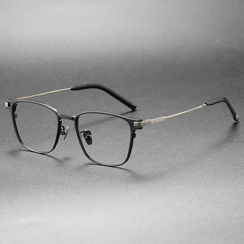 高端日系纯钛手工眼镜大脸男士全框商务方形框可配近视眼镜 - 图1