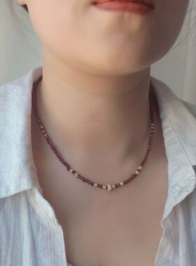 紫牙乌石榴石锁骨链新款项链夏季配裙子