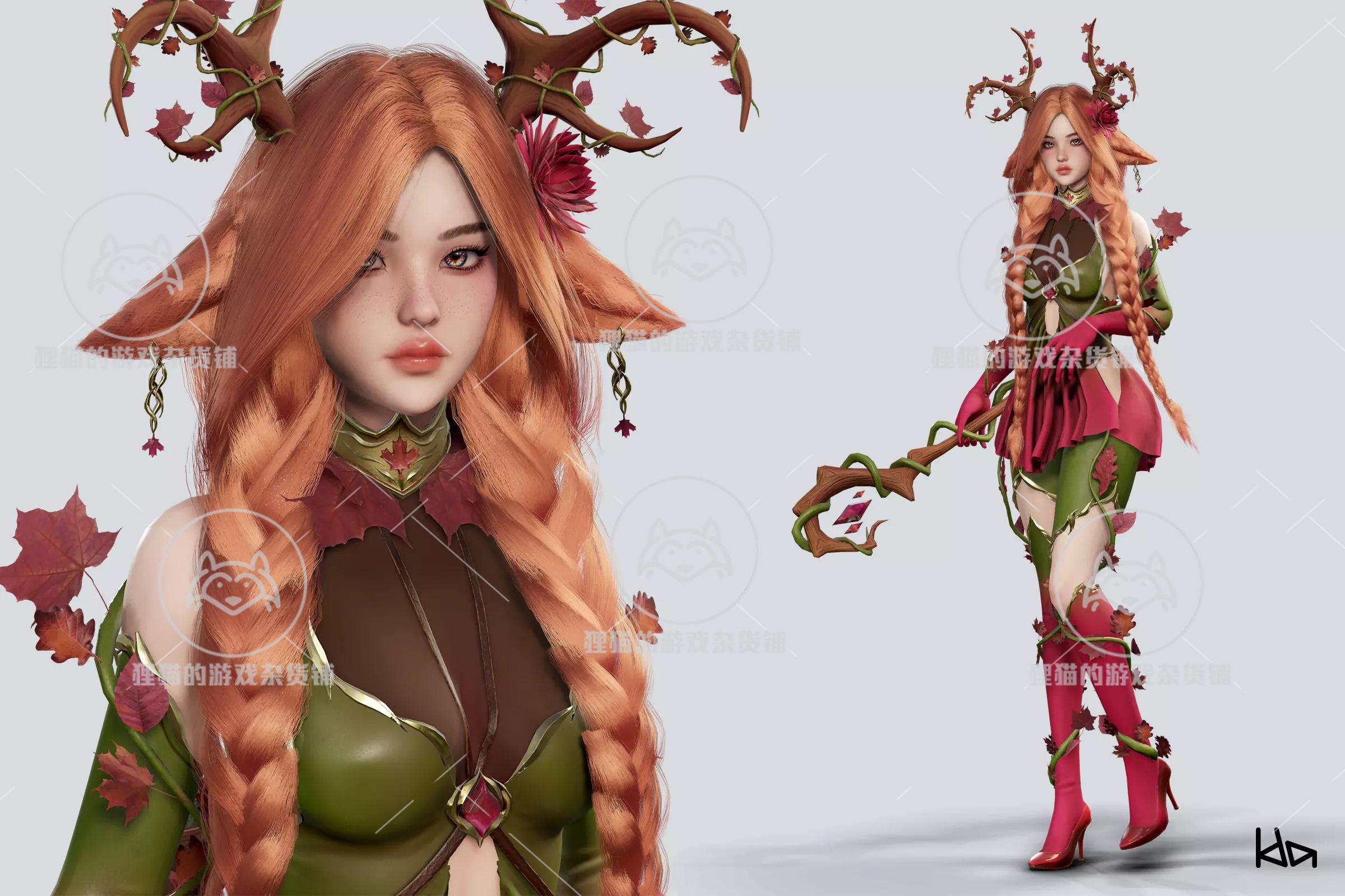 Unity Dryad Girl Fawnia 1.0包更新森林树妖精灵性感美女角色-图0