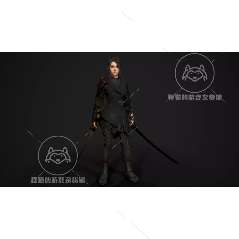 Unity ae:Kunoichi 1.0 双刀美女角色模型(无动画) - 图1